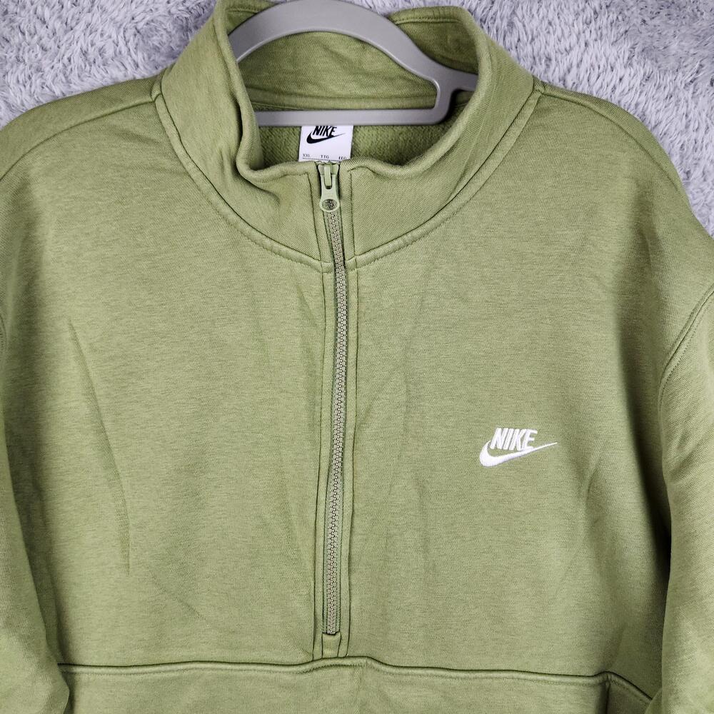 Nike Sweatshirt Mens 2XL Green 1/2 Zip Sportswear Club Fleece Logo DD4732-334
